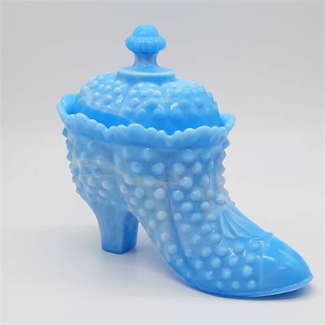 fenton hobnail shoe|fenton blue hobnail candy dish.